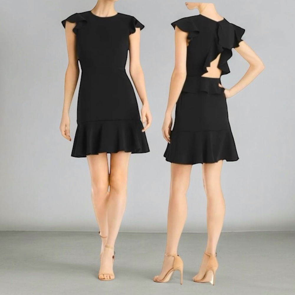 JAYGODFREY‎ Fit & Flare Flutter Sleeve Cocktail Dress | Black | Size 12